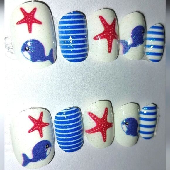 Kids custom sailor 10pc  press on nails - Picture 6 of 6